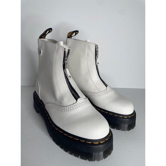 Doc Dr. Martens Jetta Zipped Leather Platform Boot in White Size 41 US 9 NEW - Picture 3 of 7